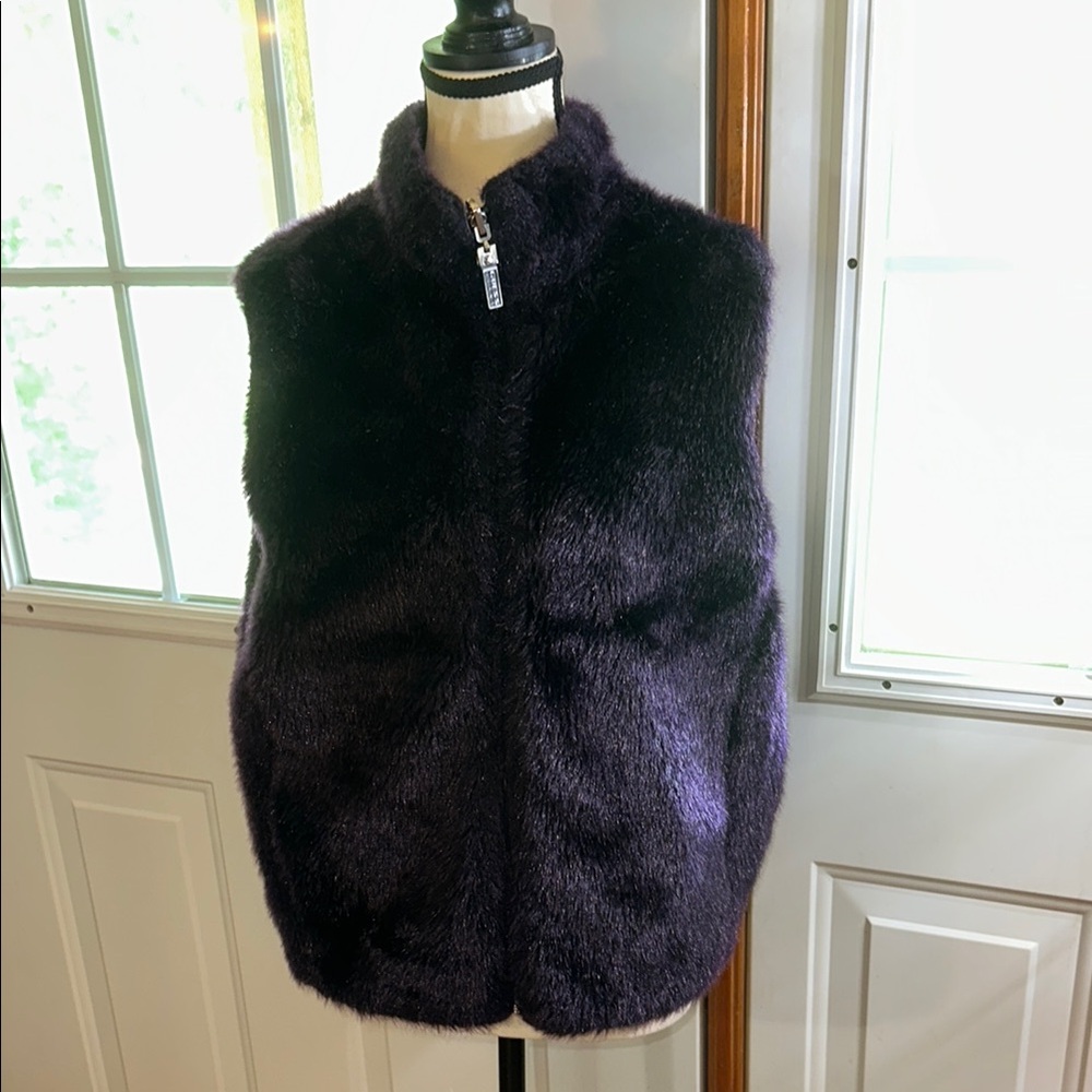 Y2K Guess Purple Reversible Faux Fur Vest